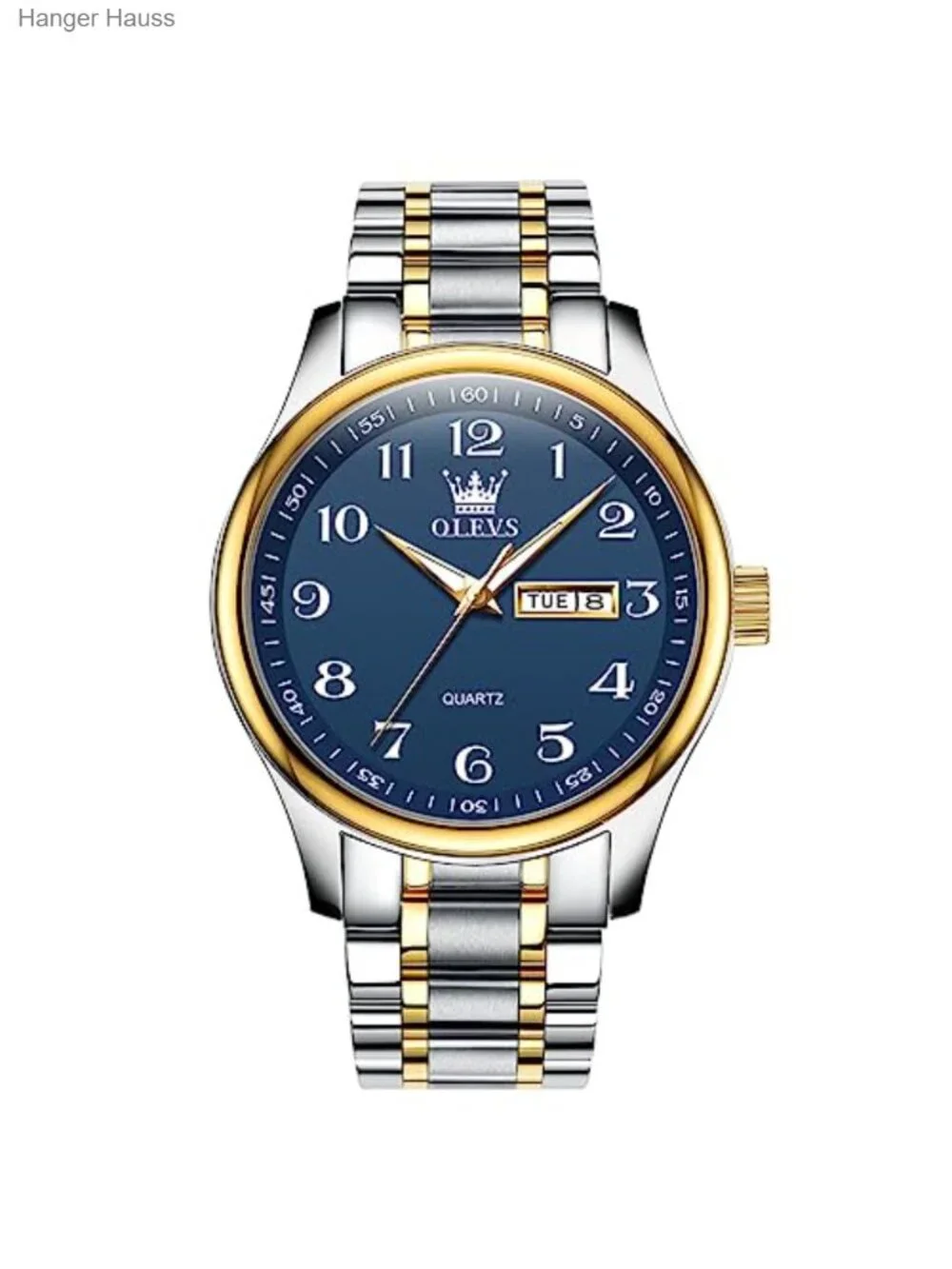 Men's Stainless Steel Casual Watch with Date Window, Classic Round Dial